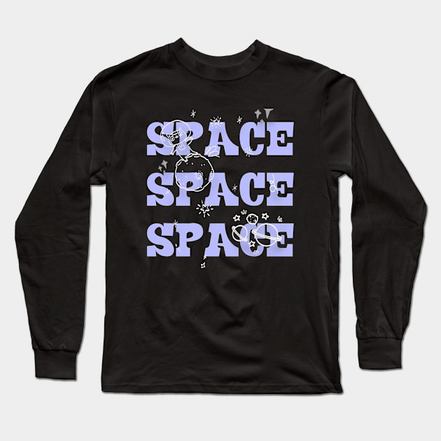 Cat In Space Long Sleeve T-Shirt by Maroua